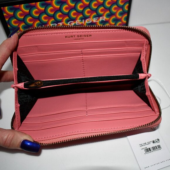 Kurt Geiger London Kensington Zip Around Wallet in Pink #0647057109 NWT - Picture 2 of 5